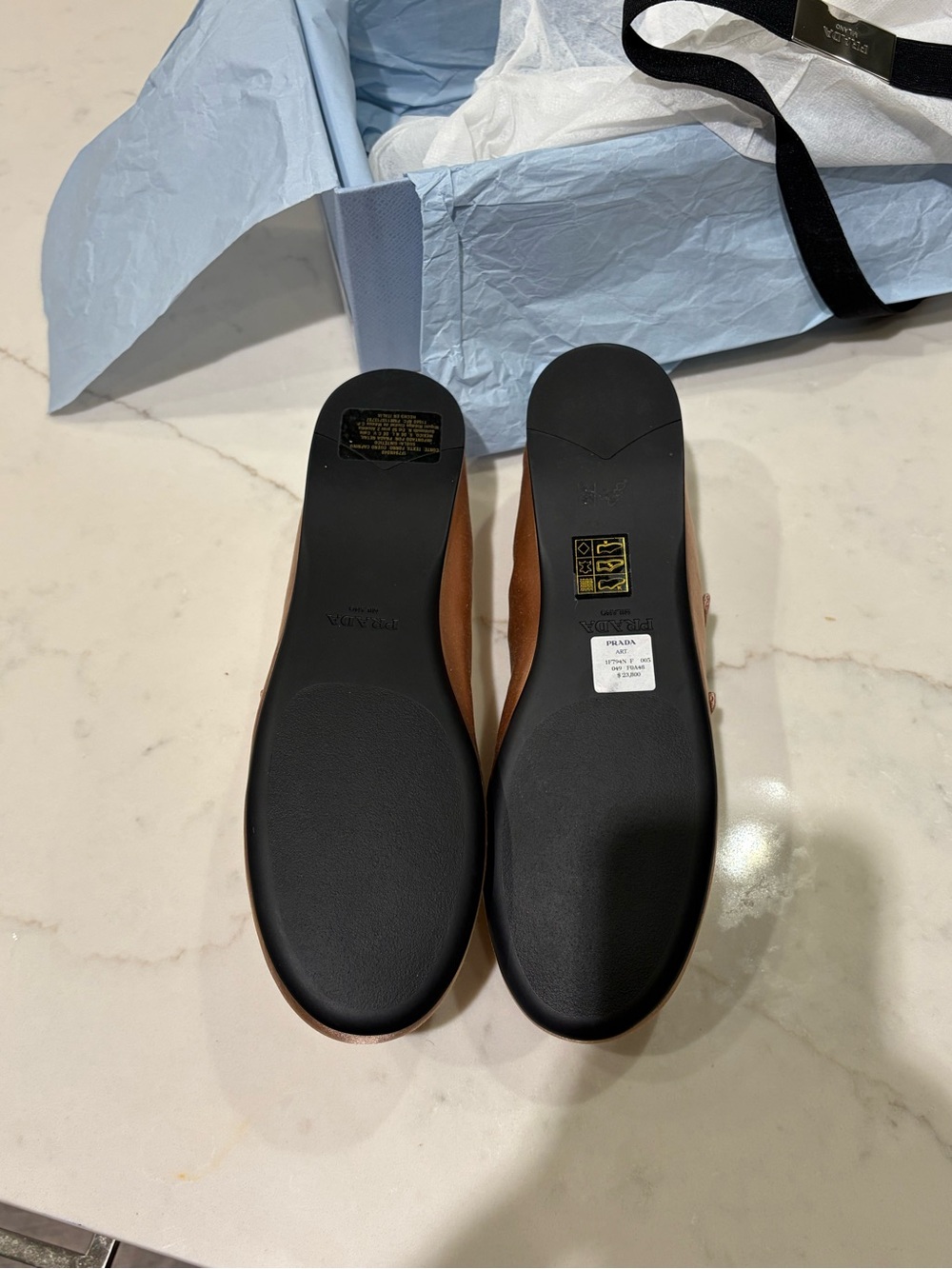 Prada Double-Strap Mary Jane Flats in Rose Gold Metallic - Picture 7 of 10